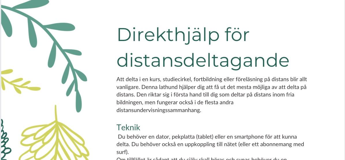 Direkthjälp för distansdeltagare