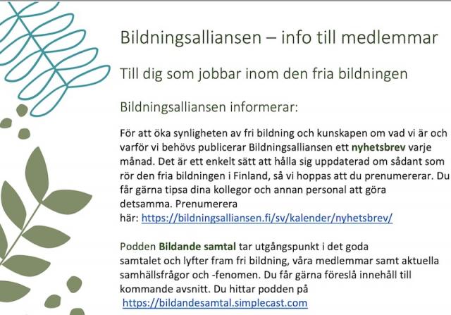 Bildningsalliansens medlemsförmåner