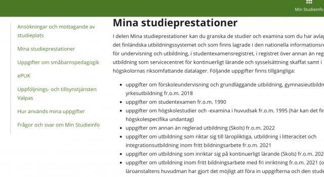 Koski finns i minstudieinfo